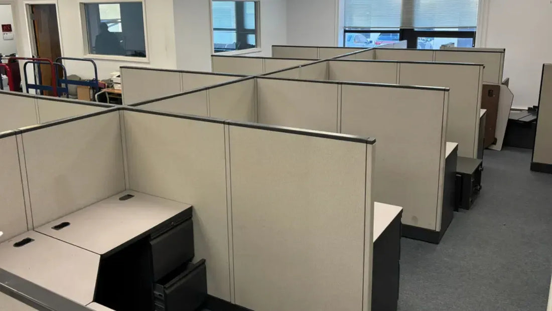 Modern office with pre-owned cubicles and ergonomic workstations maximizing office space in New Jersey.