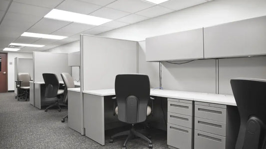 Office furniture liquidation with used desks, chairs, and cubicles in New Jersey